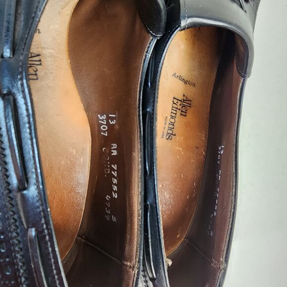 Allen Edmonds Arlington Black Leather Kiltie Tassel Loafers Size 13 AA - Picture 9 of 13